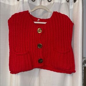 Red Buttoned Women's Sweater Vest